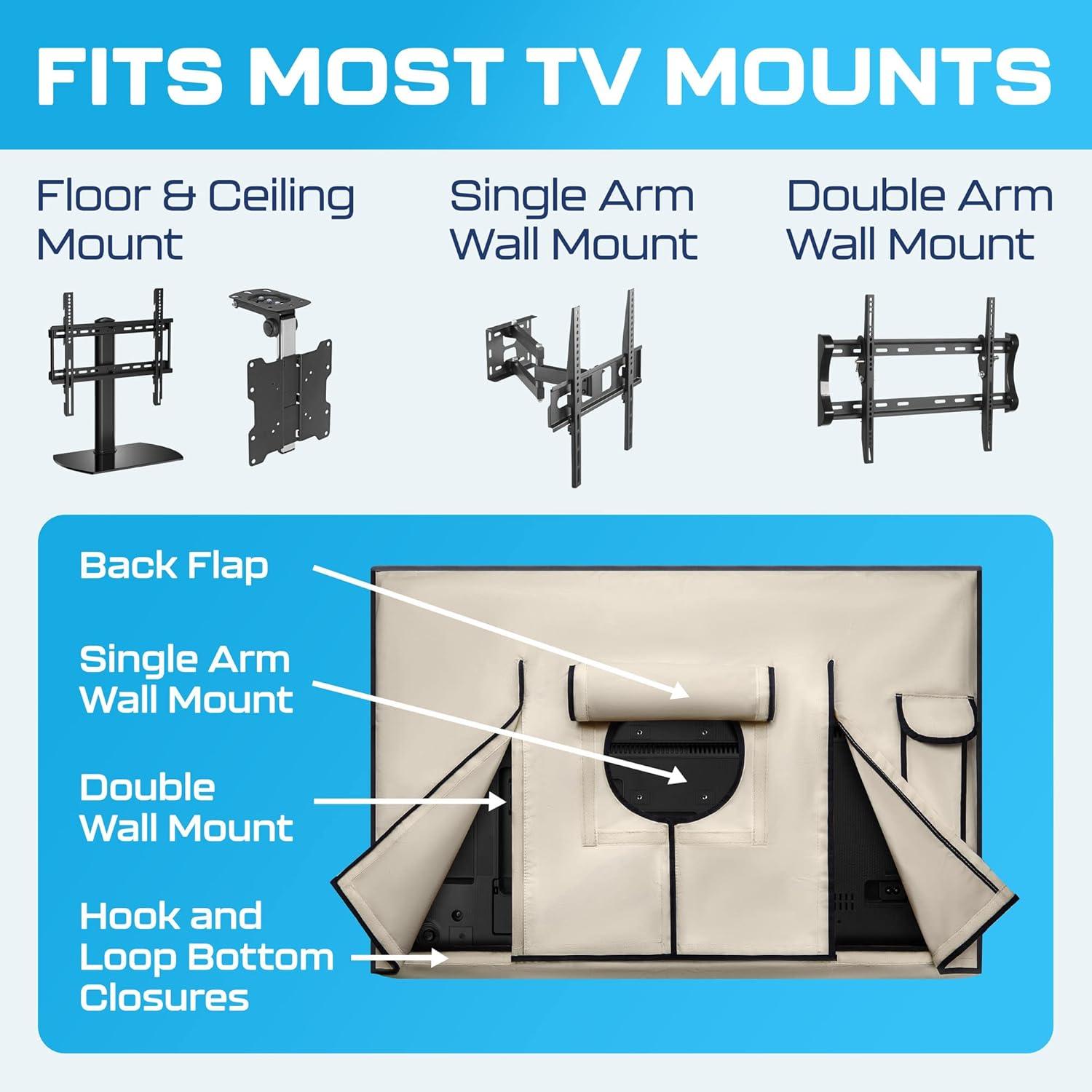 Garnetics 52-55” Outdoor TV Cover Waterproof and Weatherproof Outside Television Protector, Beige