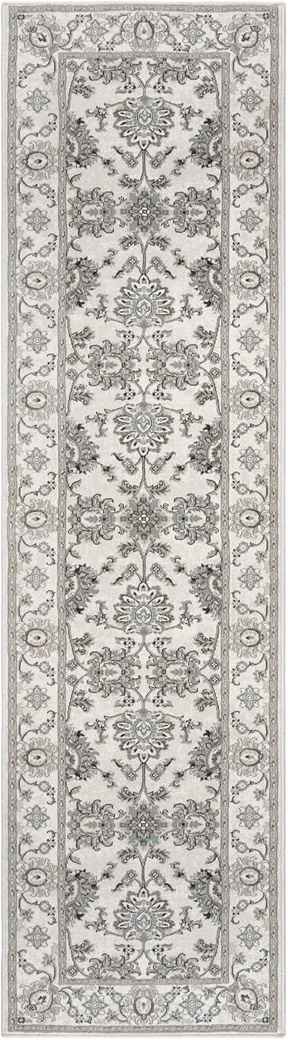 Majestic Moena Ivory/Gray Traditional Oriental Floral Border Area Rug