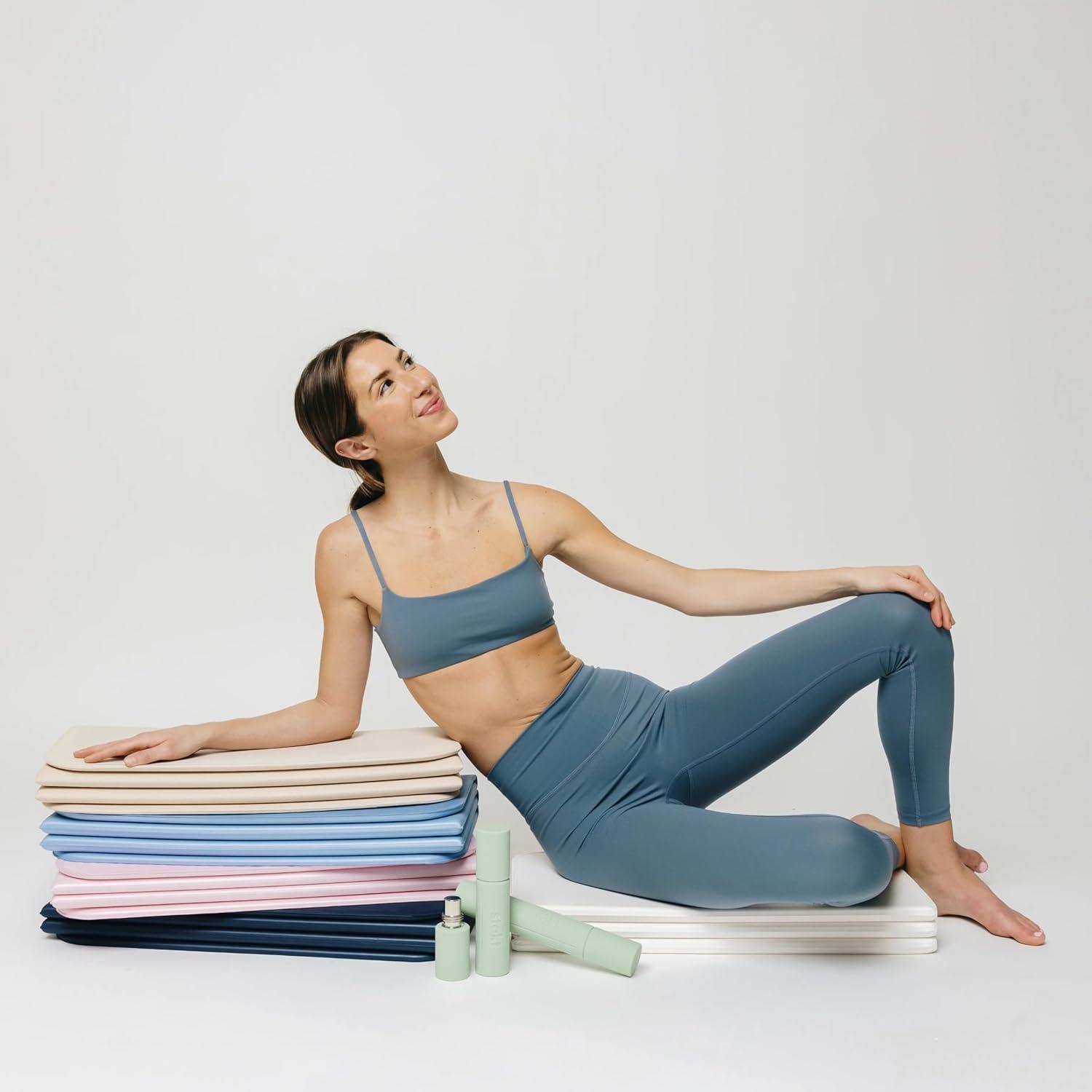 Foldable Pink PVC Yoga and Fitness Mat with Non-Slip Surface