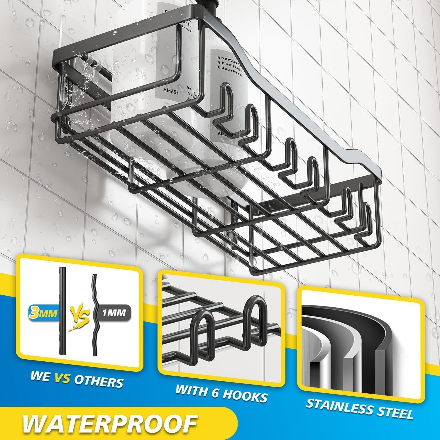 5 Pack Shower Caddy Rustproof Stainless Steel Bathroom Shower Organizer Wall-Mounted Shower Shelves for Convenient Storage