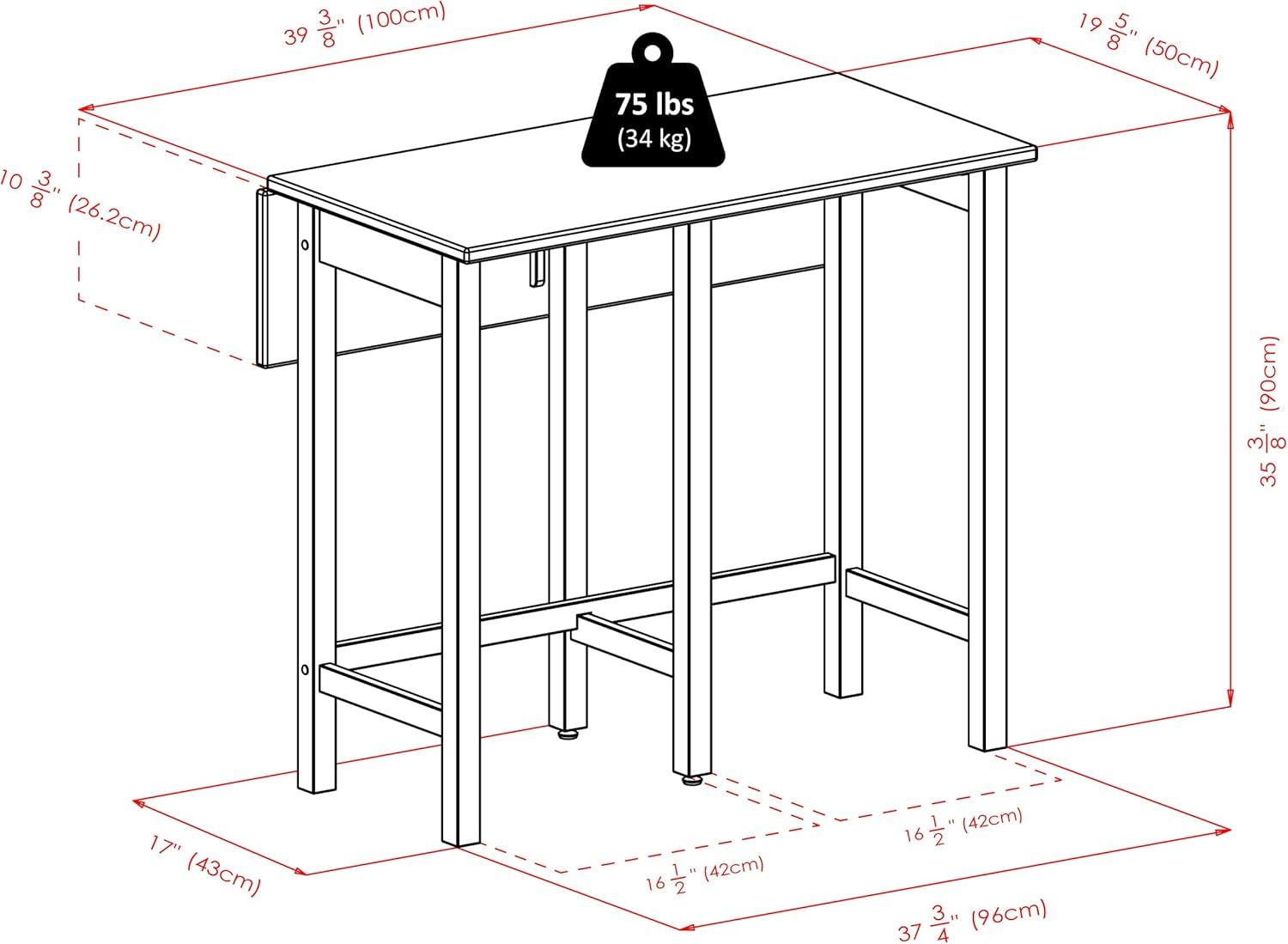 Lynnwood High Drop Leaf Dining Table Antique Walnut - Winsome: Solid Wood, Bar-Height, Rectangular