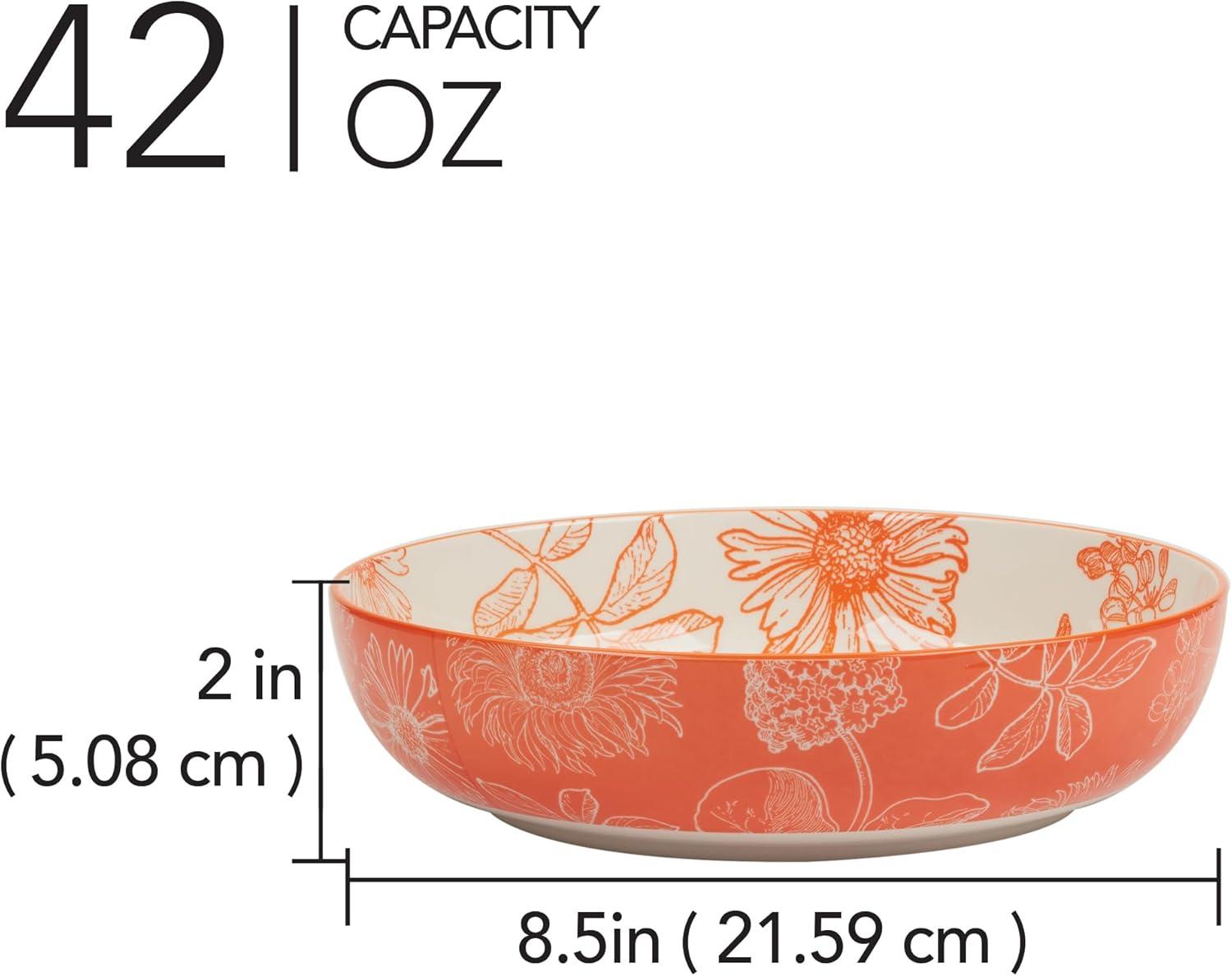 Assorted Floral Ceramic Soup and Pasta Bowls, Set of 6