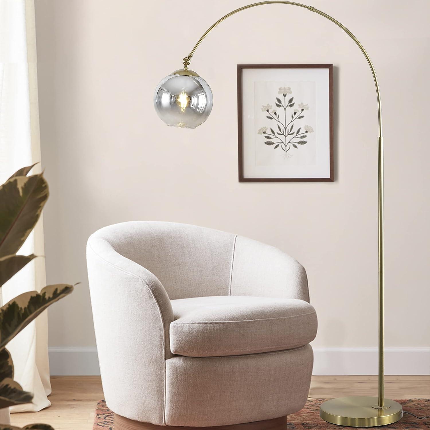 Nora Minimalistic Transitional 71" Brass Gold LED Arc Floor Lamp