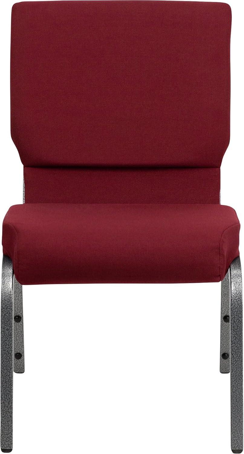 Flash Furniture HERCULES Series 18.5''W Stacking Church Chair in Burgundy Fabric - Silver Vein Frame