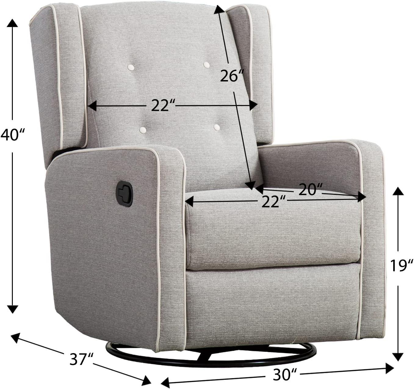 Bonzy Home Swivel Rocker Recliner Chair, Manual Reclining Chair, Single Seat Reclining Chair, Gray