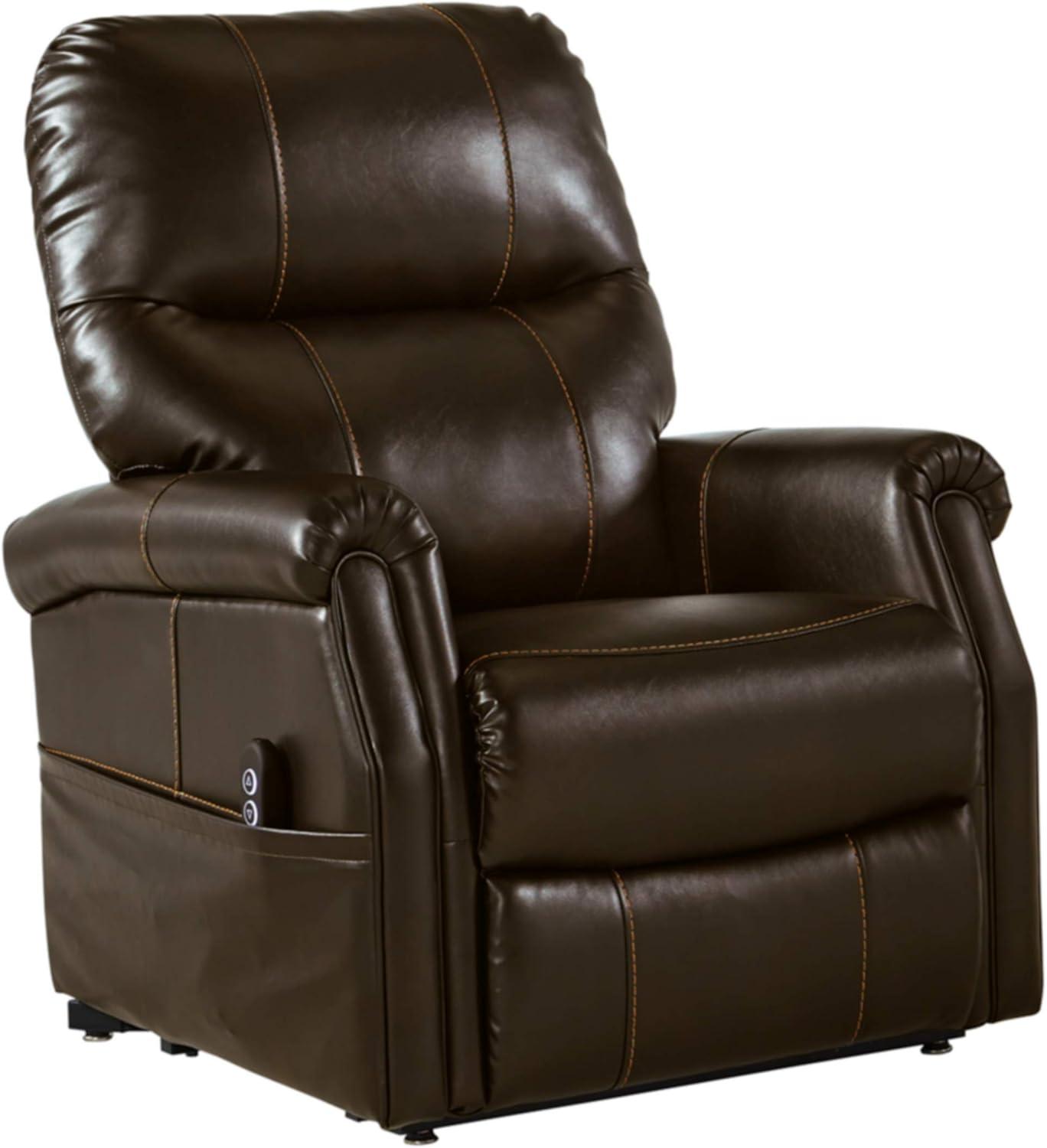 Chocolate Faux Leather Power Lift Recliner Chair