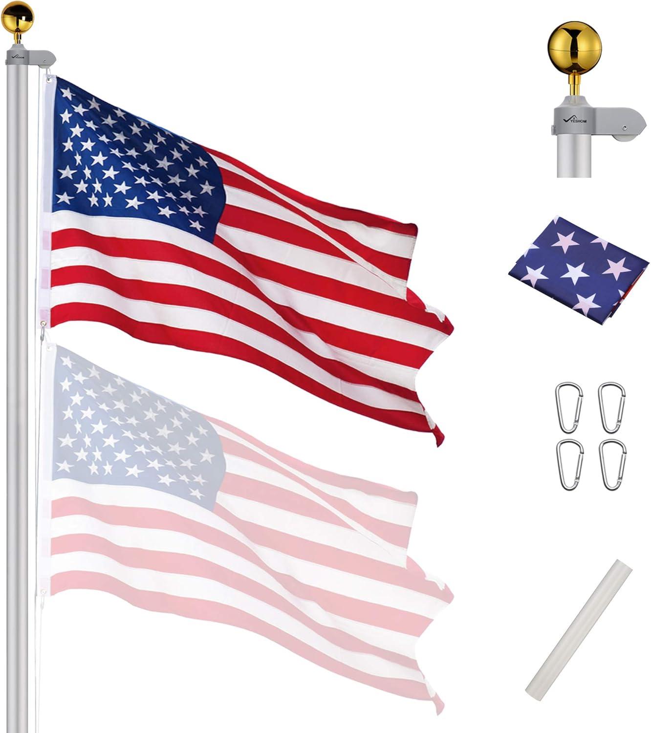 Yescom 25' Upgraded Sectional Aluminum Flagpole Silver