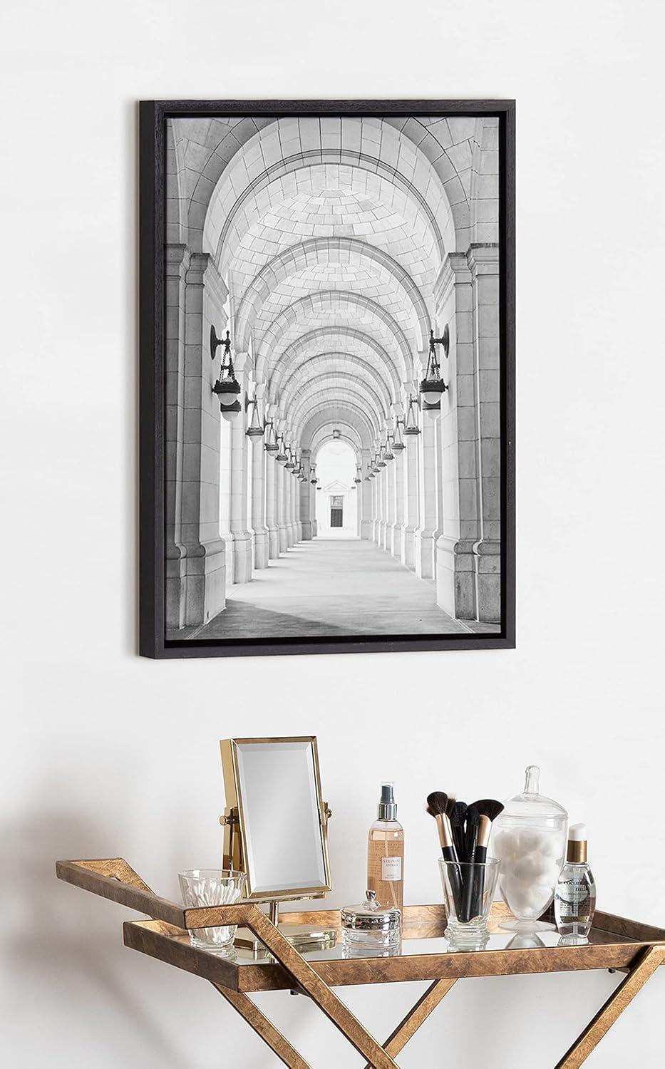 Kate and Laurel Sylvie Union Station Framed Canvas by Golie, 18x24, Black