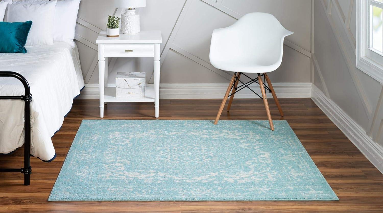 Unique Loom 5' 3 x 5' 3 Square Aqua Richmond Medallion Area Rug