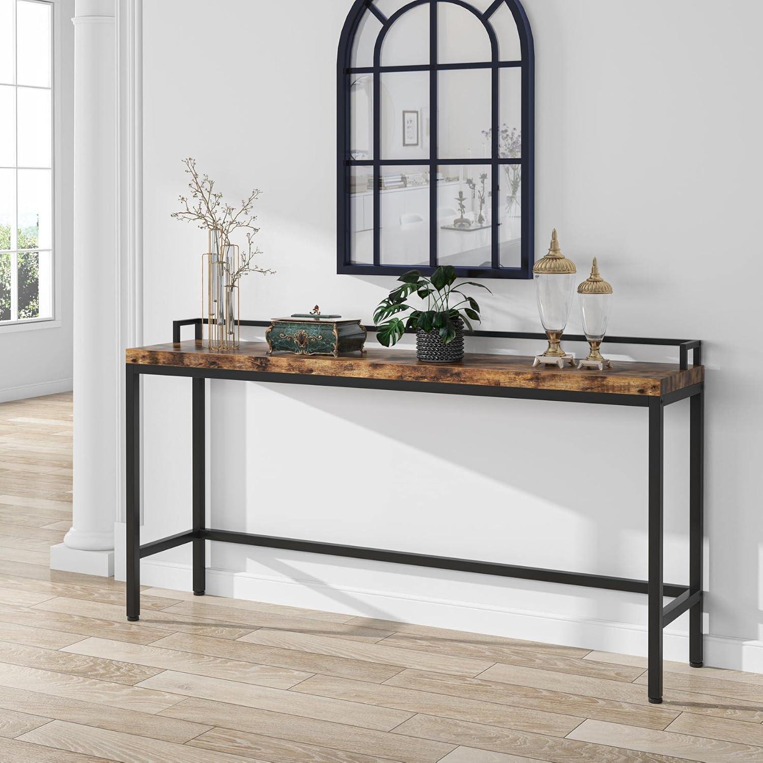 Tribesigns 70.9 inchLong Sofa Table, Narrow Console Table Behind Couch for Living Room (White Gold)