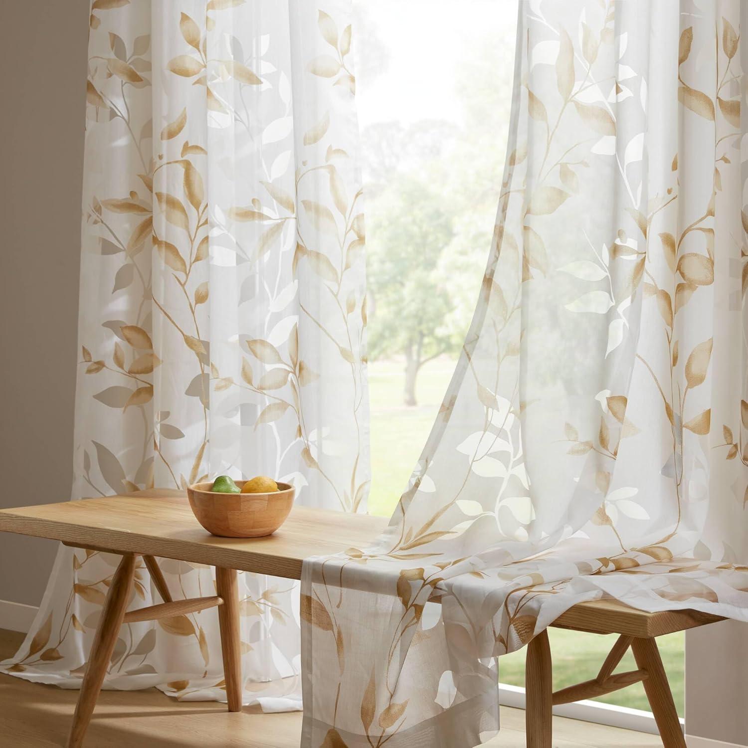 Madison Park Cecily Floral Printed Burnout Sheer Grommet Single Curtain Panel