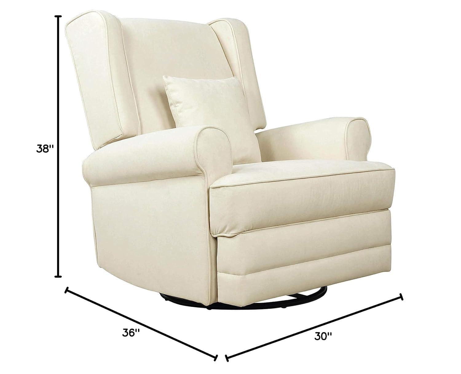 Evolur Melbourne Wing Back Swivel Glider I Nursery Glider I Durable Soft Fabric I Bonus Pillow In Iron