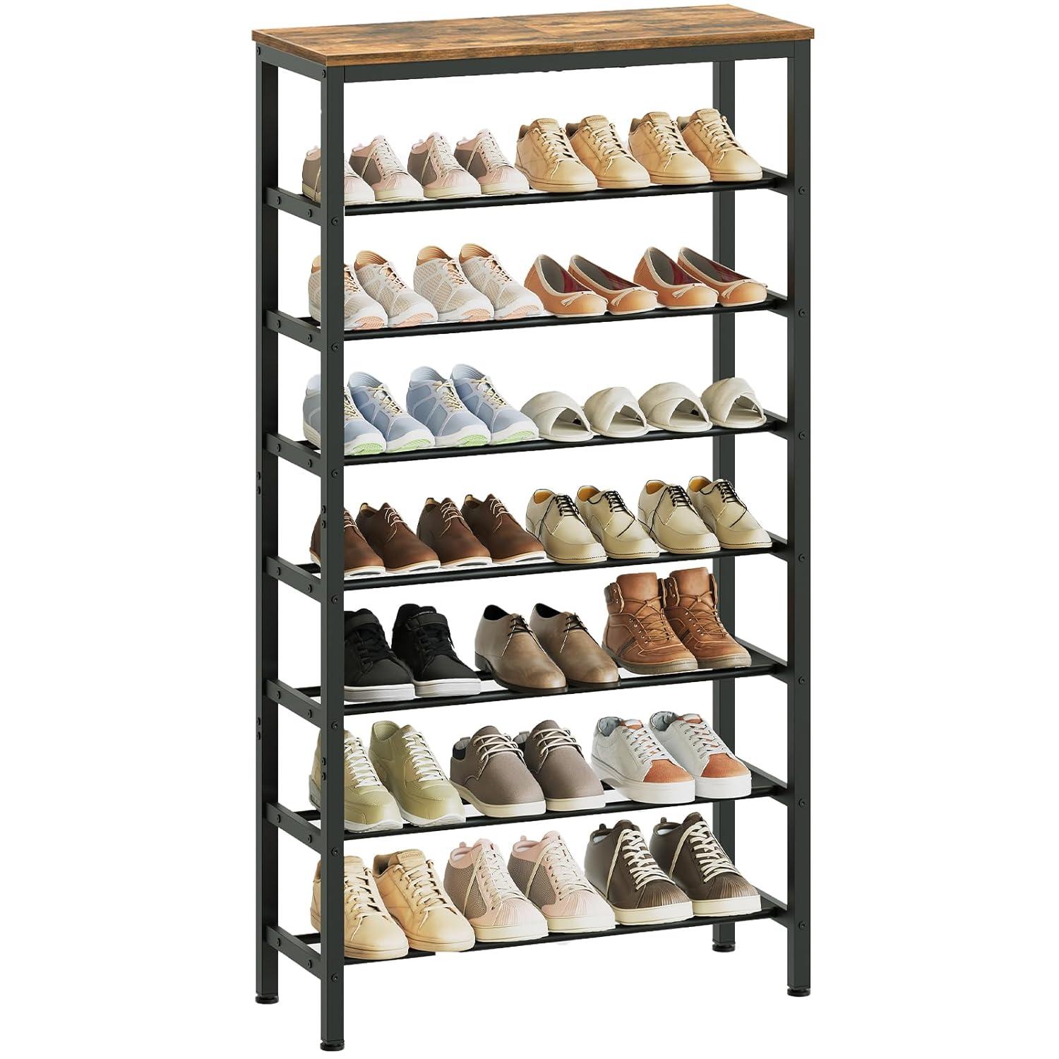 Shoe Rack, 6-Tier Shoe Organizer, for 18-24 Pairs of Shoes, Large Capacity Shoe Storage Shelf, Durable and Stable, for Entryway, Closet, Hallway, Dorm Room, Industrial, Rustic Brown BF67XJ01G1