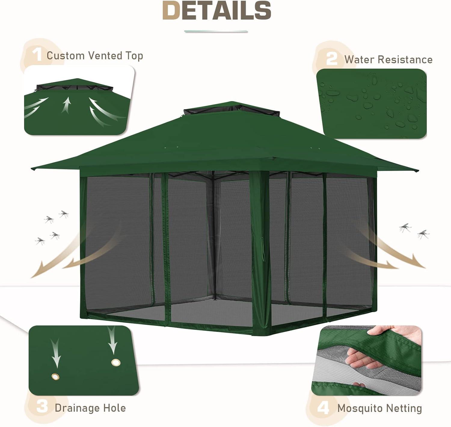 EAGLE PEAK Pop up Patio Gazebo 13 Ft. W x 13 Ft. D Metal Patio