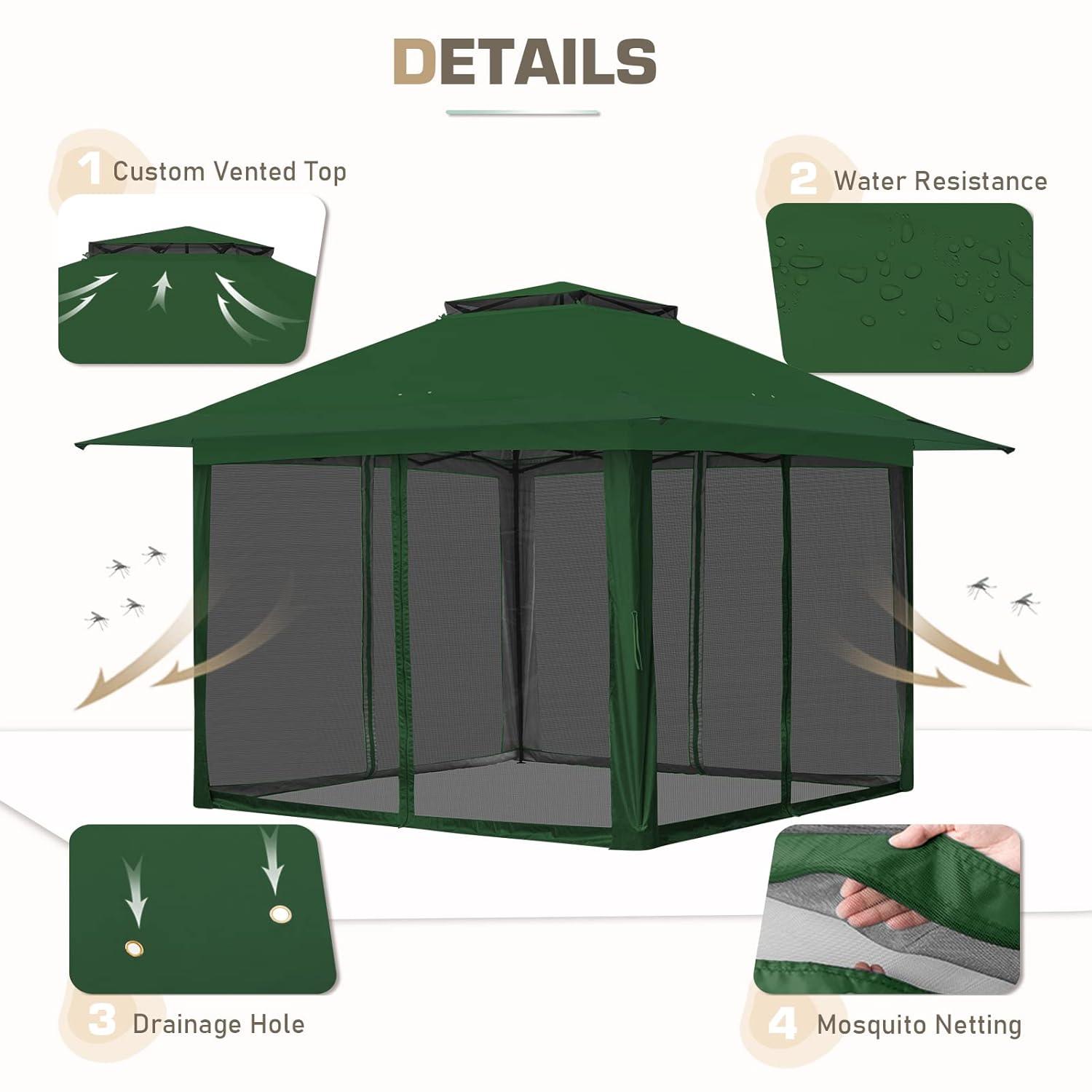 EAGLE PEAK Pop up Patio Gazebo 13 Ft. W x 13 Ft. D Metal Patio