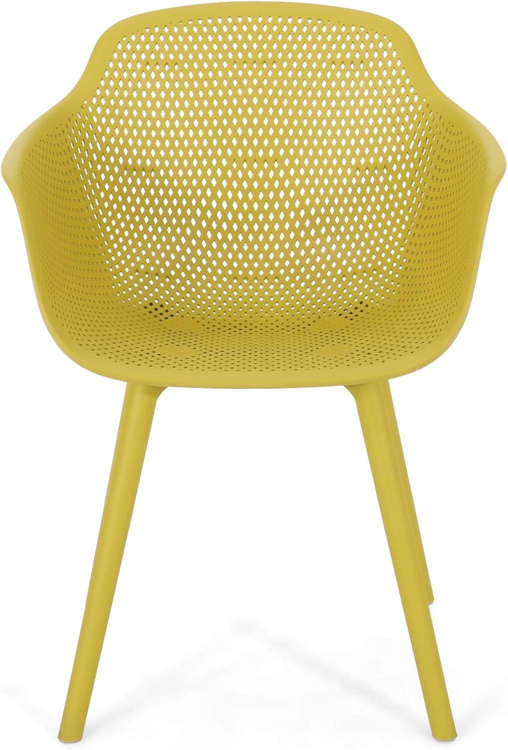 Yellow Polypropylene Outdoor Dining Chairs Set of 2