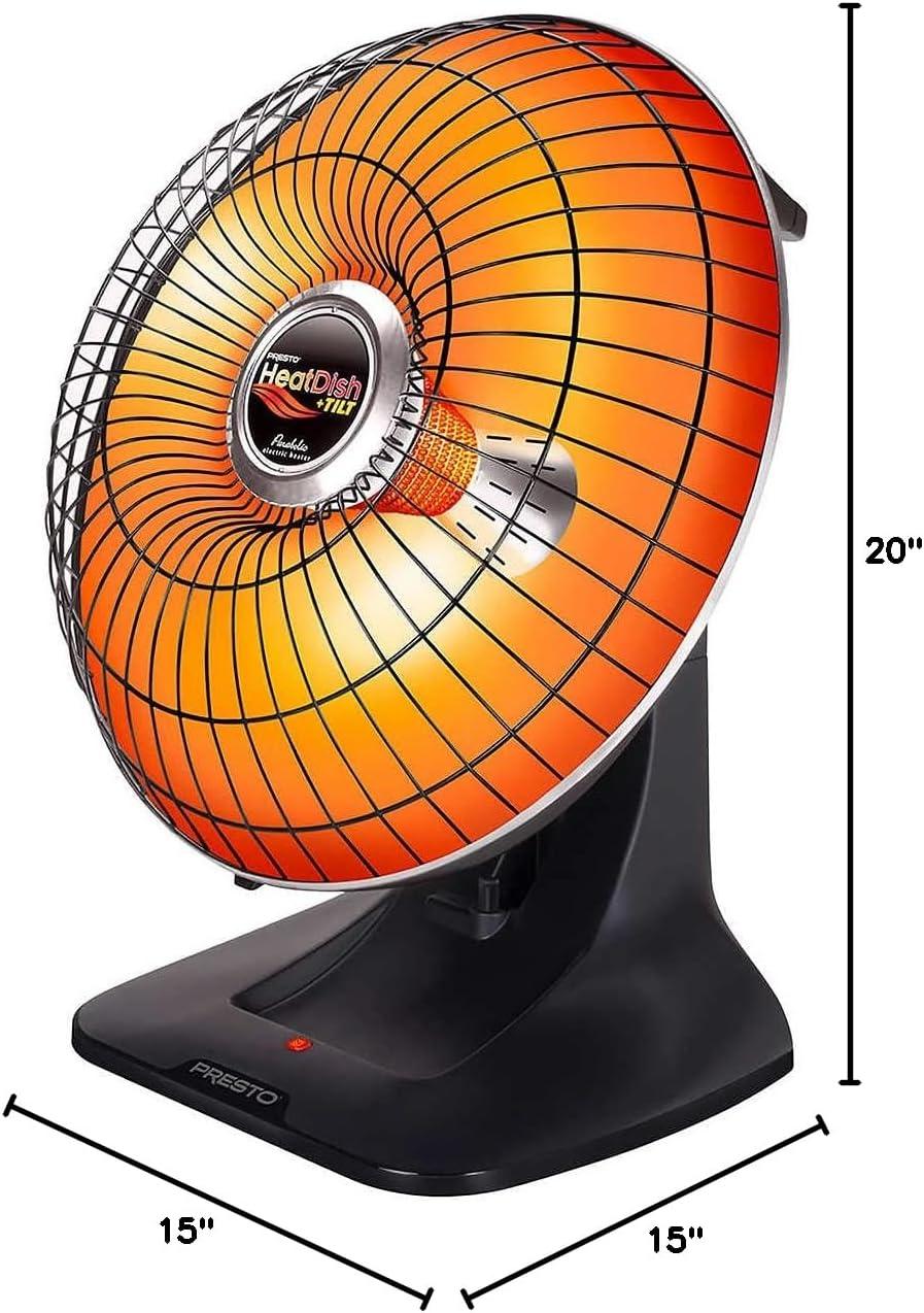 SGCoffee Heatdish Black 1500W Electric Parabolic Heater