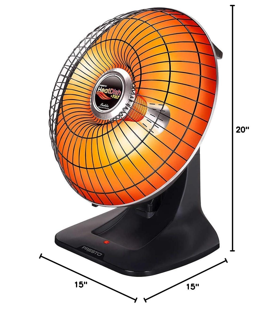 SGCoffee Heatdish Black 1500W Electric Parabolic Heater