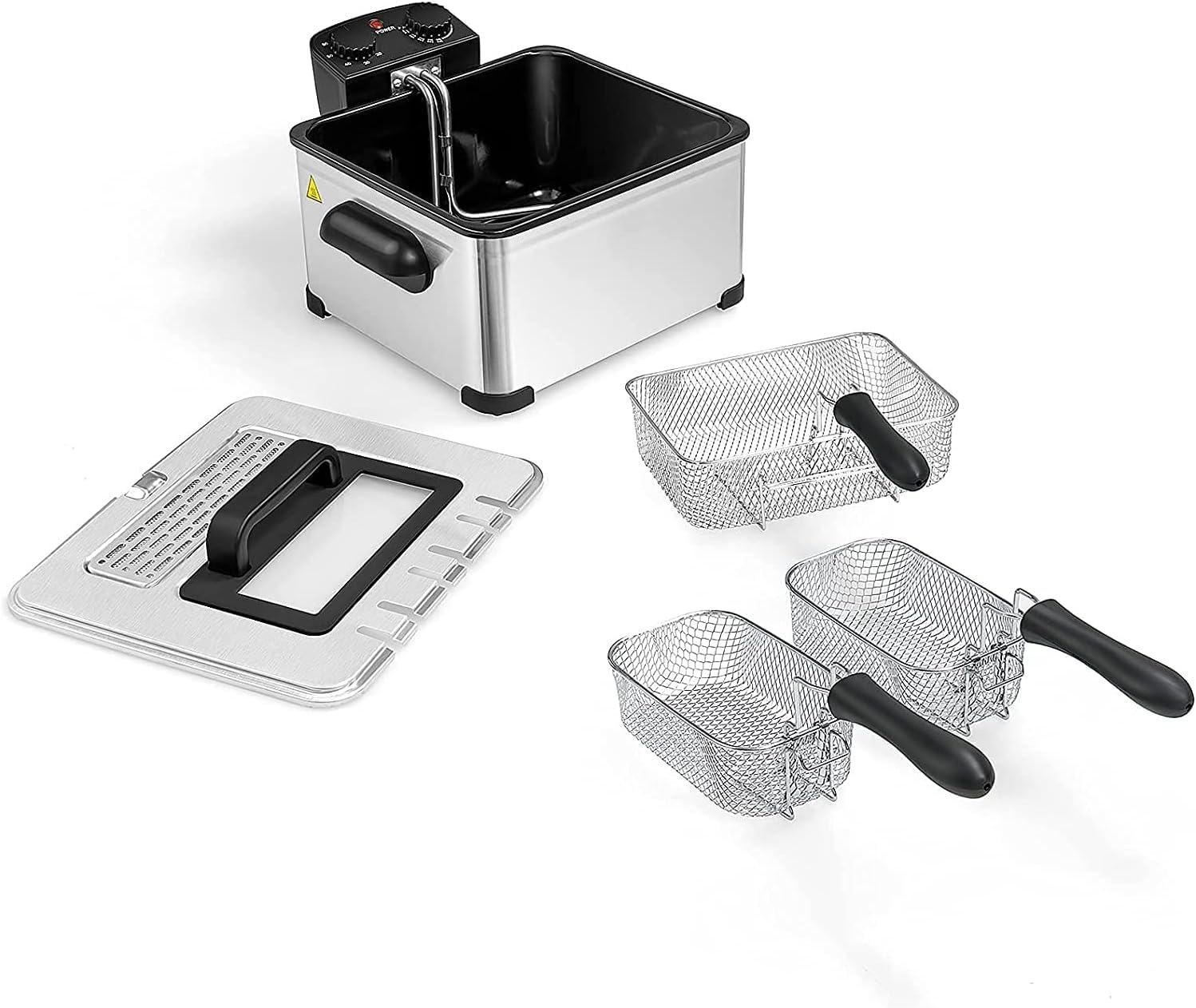 Costway Electric Deep Fryer 5.3 QT/21-Cup Stainless Steel 1700W with Triple Basket