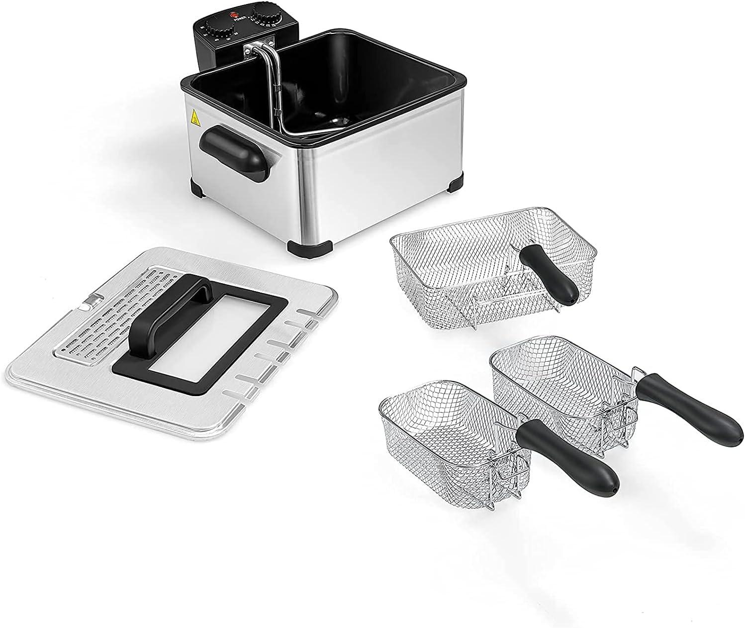 Costway Electric Deep Fryer 5.3 QT/21-Cup Stainless Steel 1700W with Triple Basket