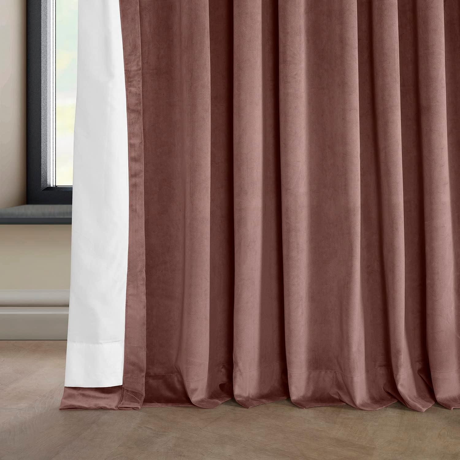 HPD Half Price Drapes Wild Rose Heritage Plush Velvet Room Darkening Curtains for Bedroom & Living Room Curtains (1 Panel), Window Curtains 84 inches long, Extra Wide Curtains & Drapes, 100W X 84L