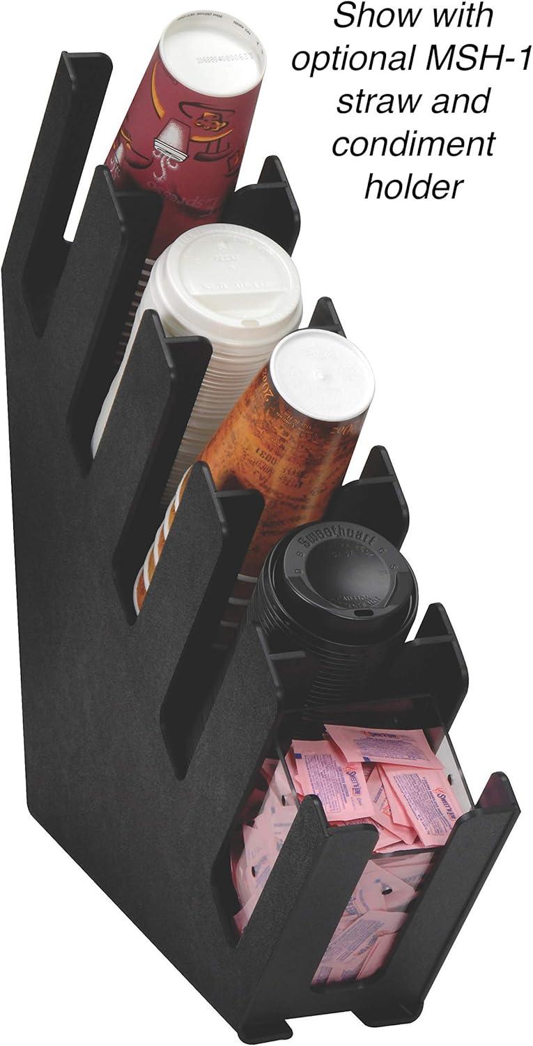 Black Polystyrene 5-Compartment Cup and Lid Organizer