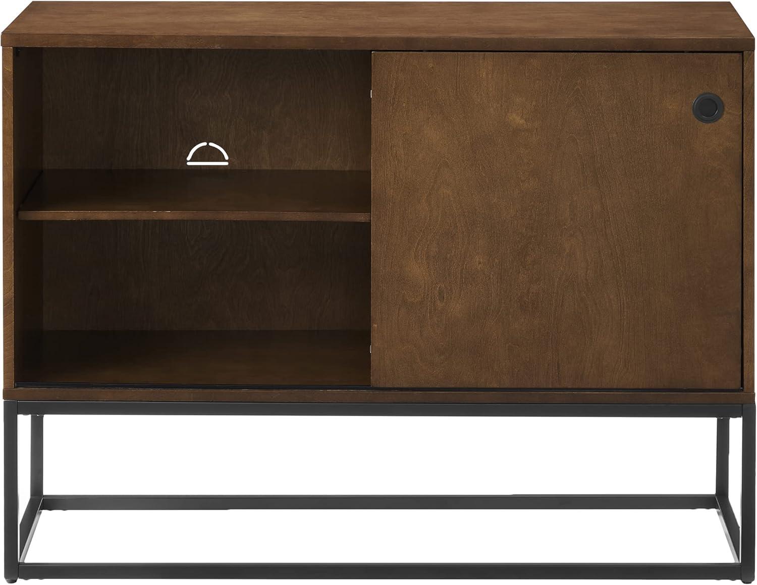 Byron Media Console Brown/Black - Crosley: Sliding Door, Adjustable Shelf, Cable Management