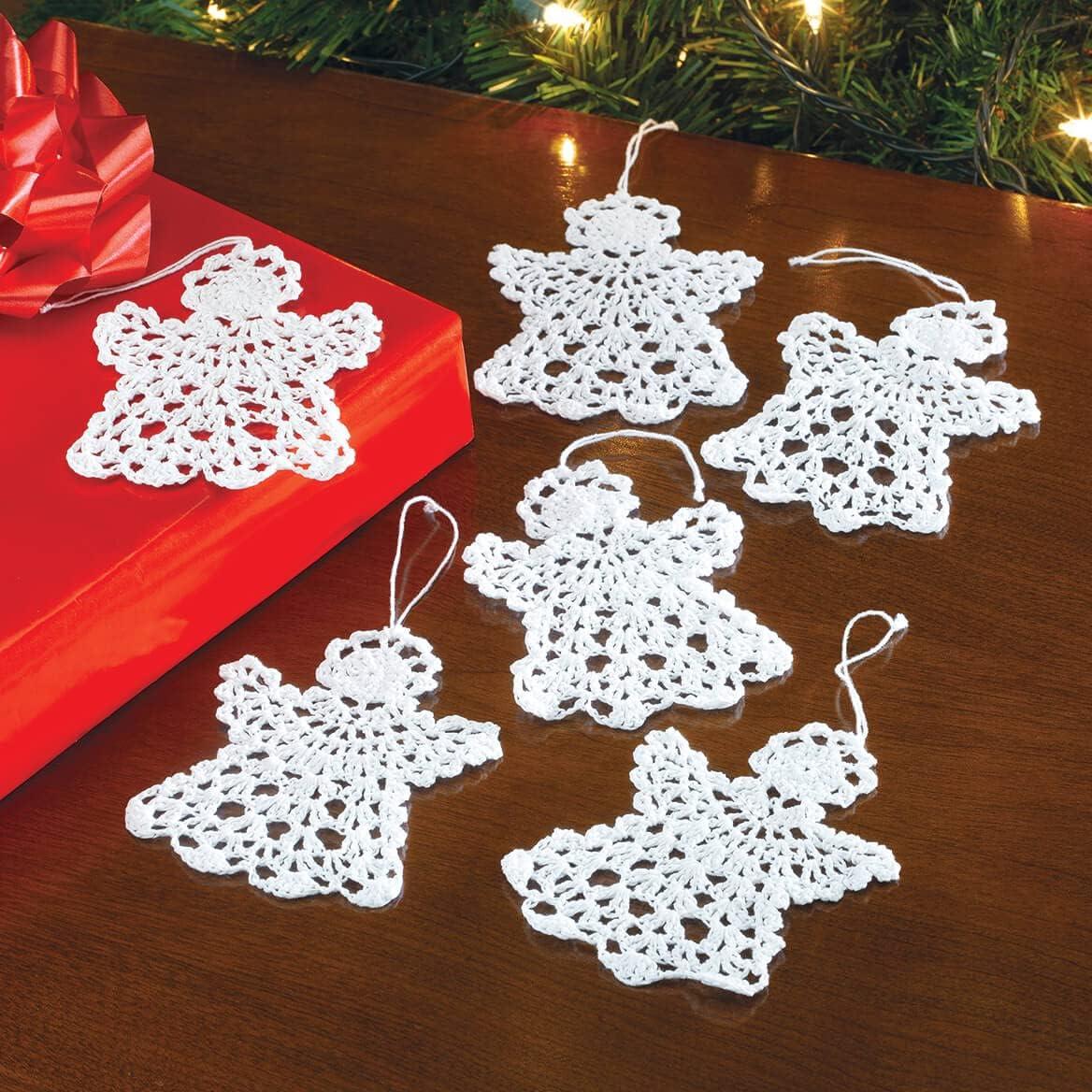 Crocheted Angel Ornaments, Set of 6