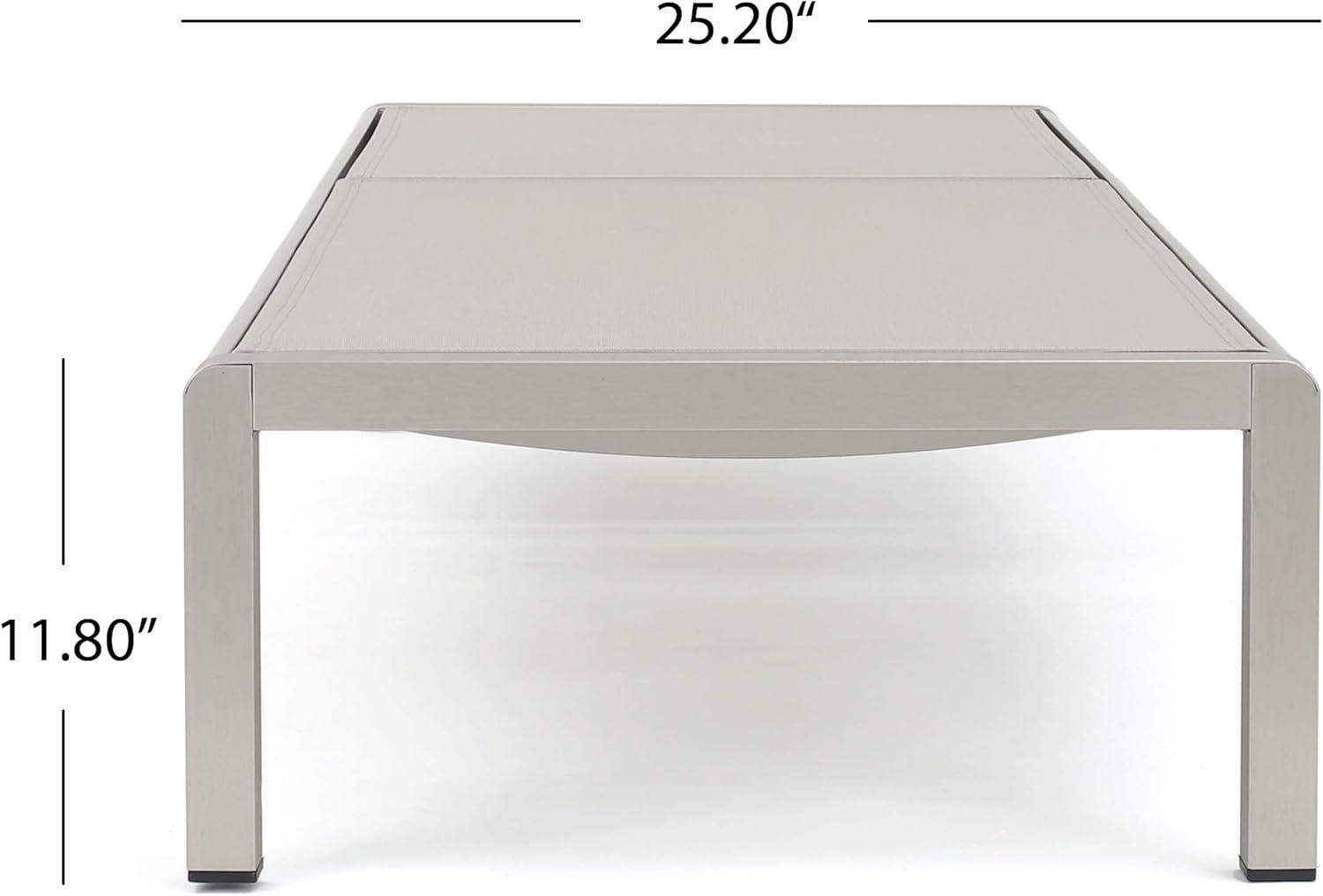 GDF Studio Crested Bay Outdoor Mesh and Aluminum Armless Adjustable Chaise Lounges, Gray and Silver, Set of 2