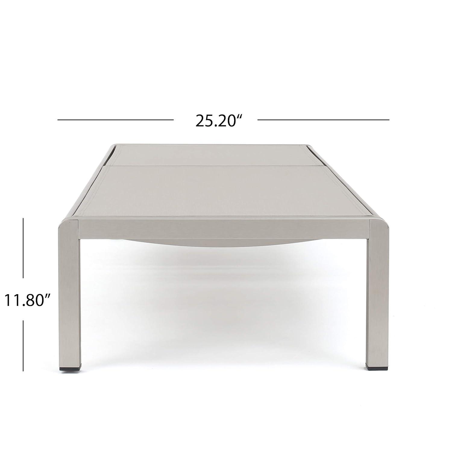 GDF Studio Crested Bay Outdoor Mesh and Aluminum Armless Adjustable Chaise Lounges, Gray and Silver, Set of 2