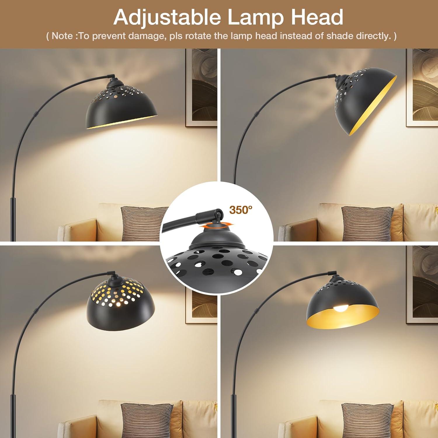 Mercer41 Vondal Arc Floor Lamps for Living Room Lighting, Modern Arched Lamp with Foot Switch