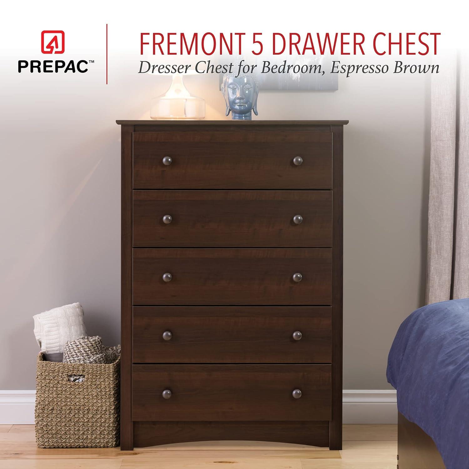 King Mate's Platform Storage Bed with 6 Drawers Drifted Gray - Prepac: King-Sized, No Box Spring Needed