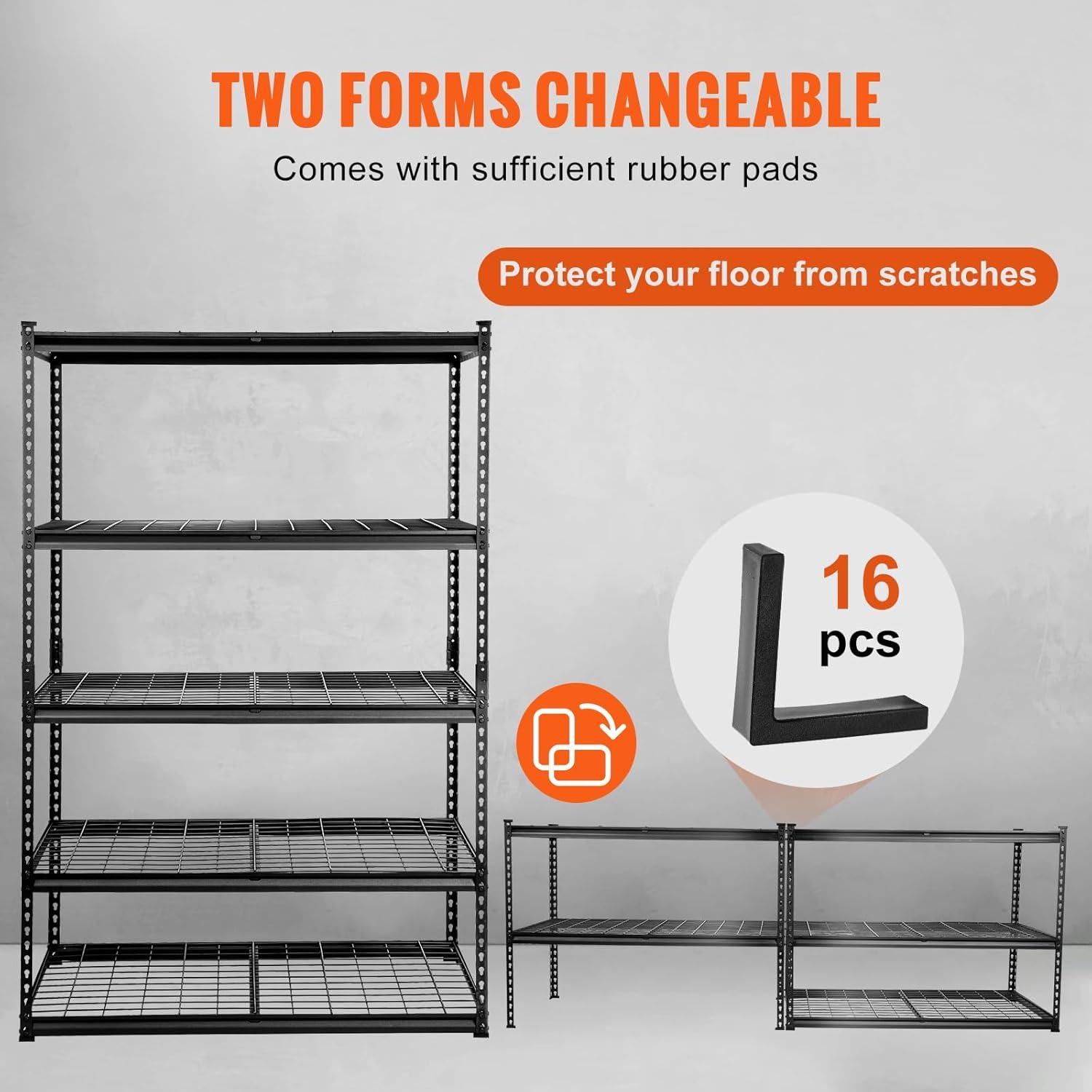 VEVOR 5-Tier Black Metal Adjustable Heavy Duty Storage Shelving Unit