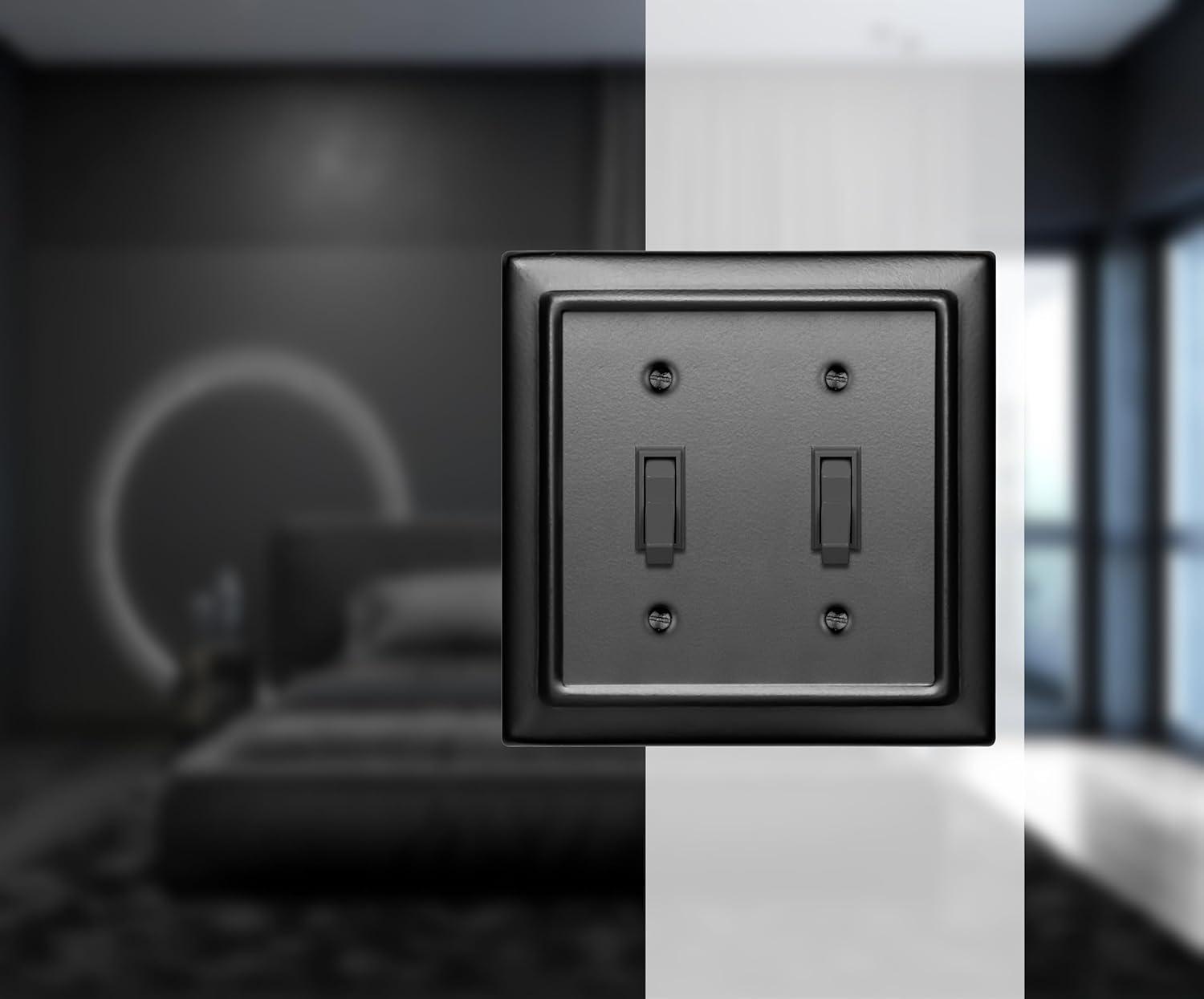 Matte Black Architectural Aluminum 2-Gang Toggle Wall Plate Set