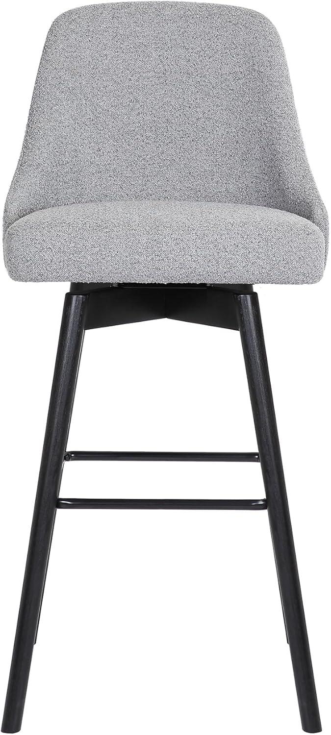 Armen Living Indoor Sicily 26" Swivel Black Wood Counter Stool in Gray Faux Leather