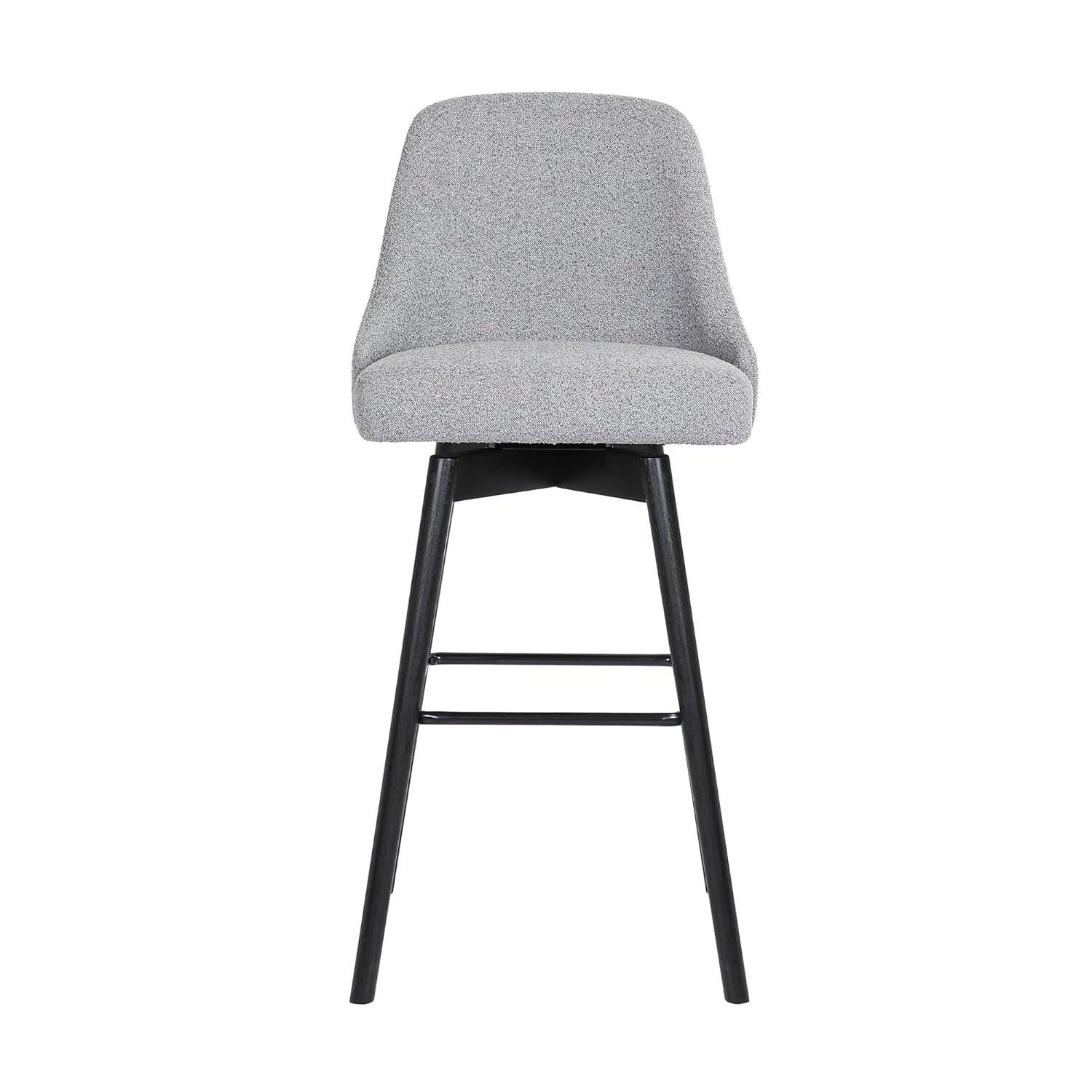 Armen Living Indoor Sicily 26" Swivel Black Wood Counter Stool in Gray Faux Leather