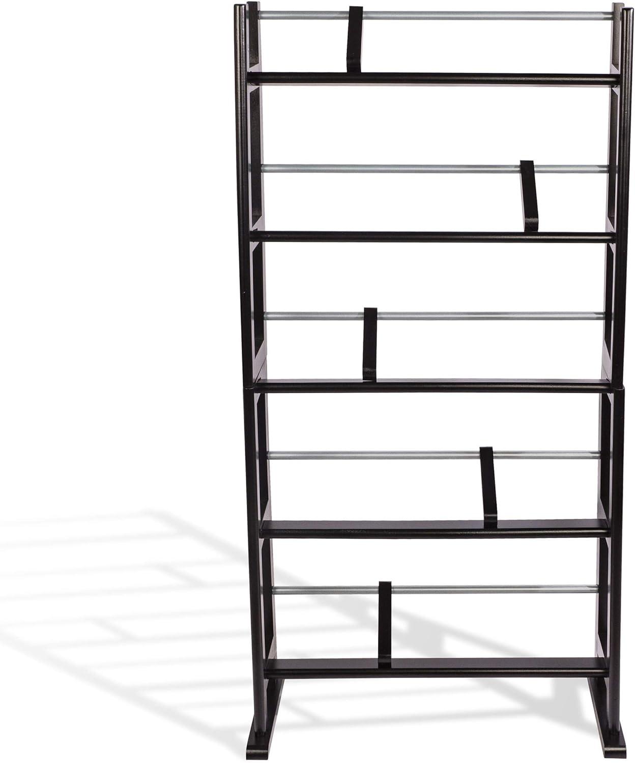 Espresso Wood and Metal Media Storage Rack with Dividers