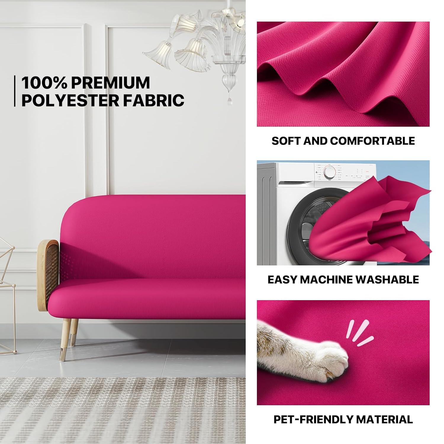 MoNiBloom Solid Futon Cover Slipcover Fit 6"- 8" Futon Mattresses Hot Pink, Queen Size 60x80 Inch
