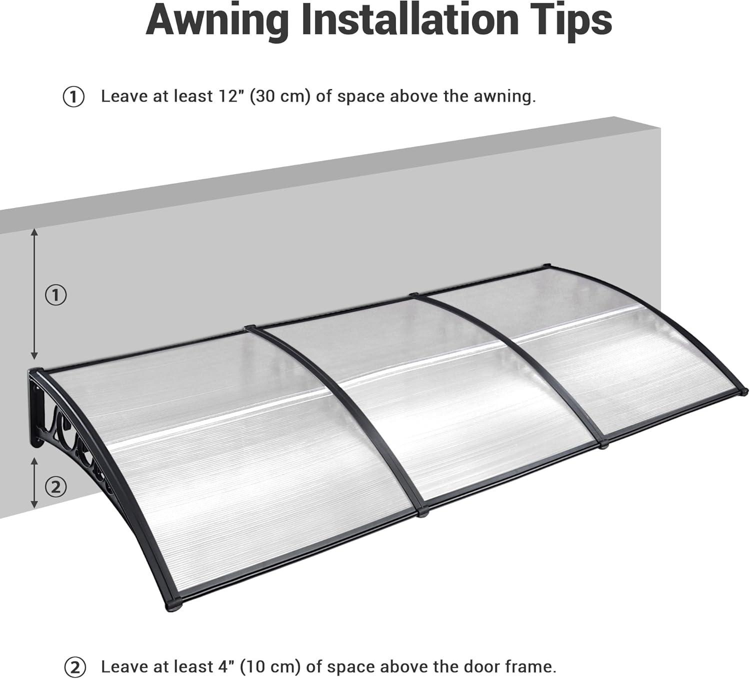 Yescom 38'' W x 9.8'' D Plastic Cover Retractable Patio Awning