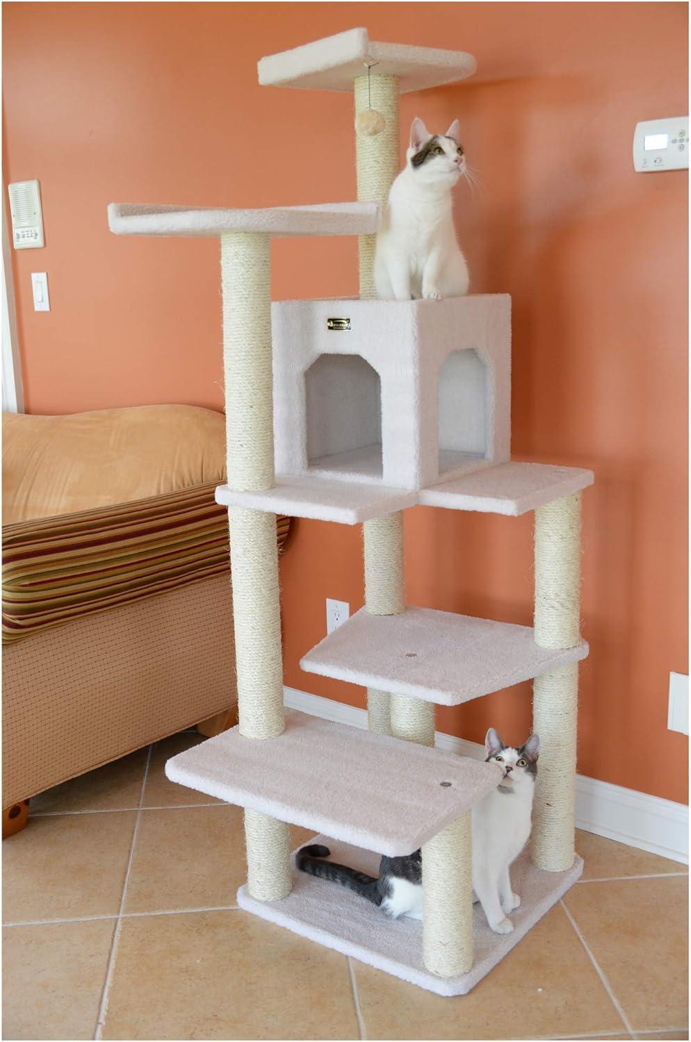 Armarkat 68-in Cat Tree & Condo Scratching Post Tower, Ivory