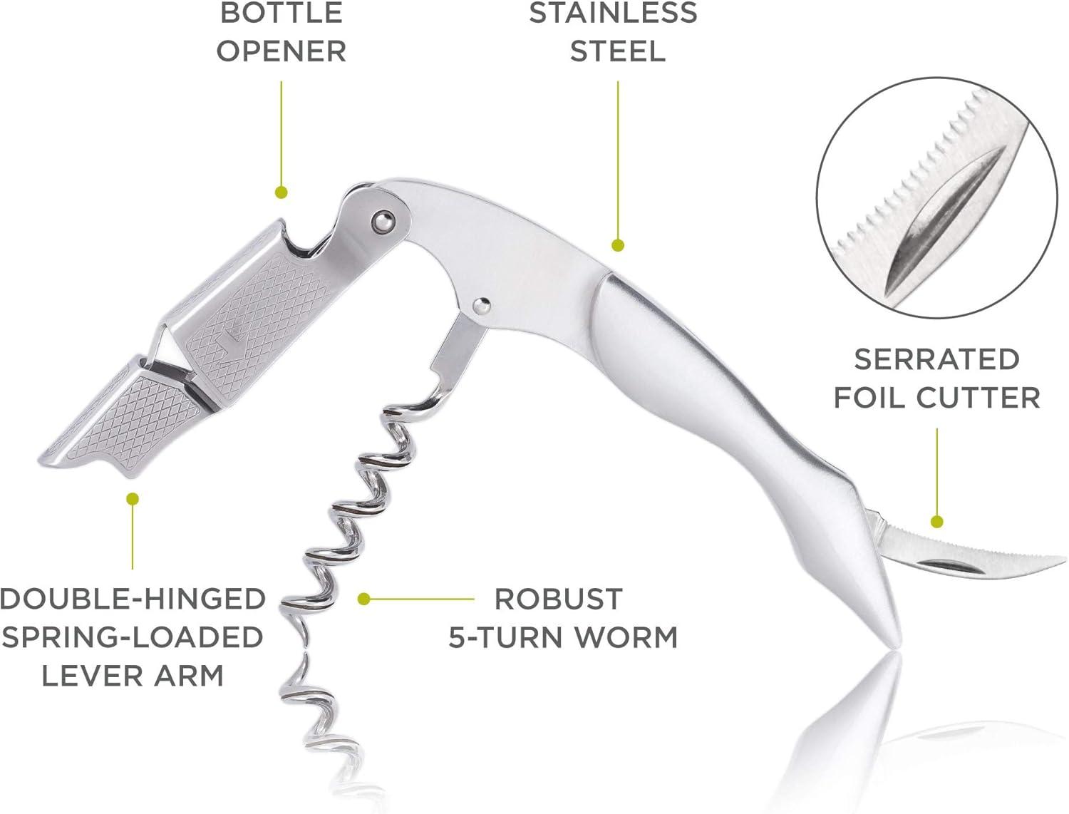 True Sommelier Waiter’s Corkscrew, Stainless Steel