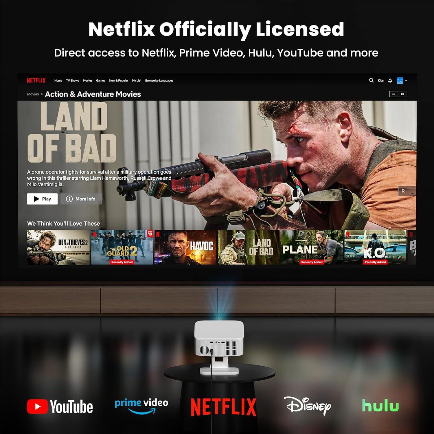 BEACHWATER POOL & SPA, LLC Outdoor Projector, Mini Projector For Home Theater, 1080P And 240" Supported Movie Projector 7500 L Portable Home Video Projector Compatible With Smartphone/TV Stick/PS4/PC/Laptop