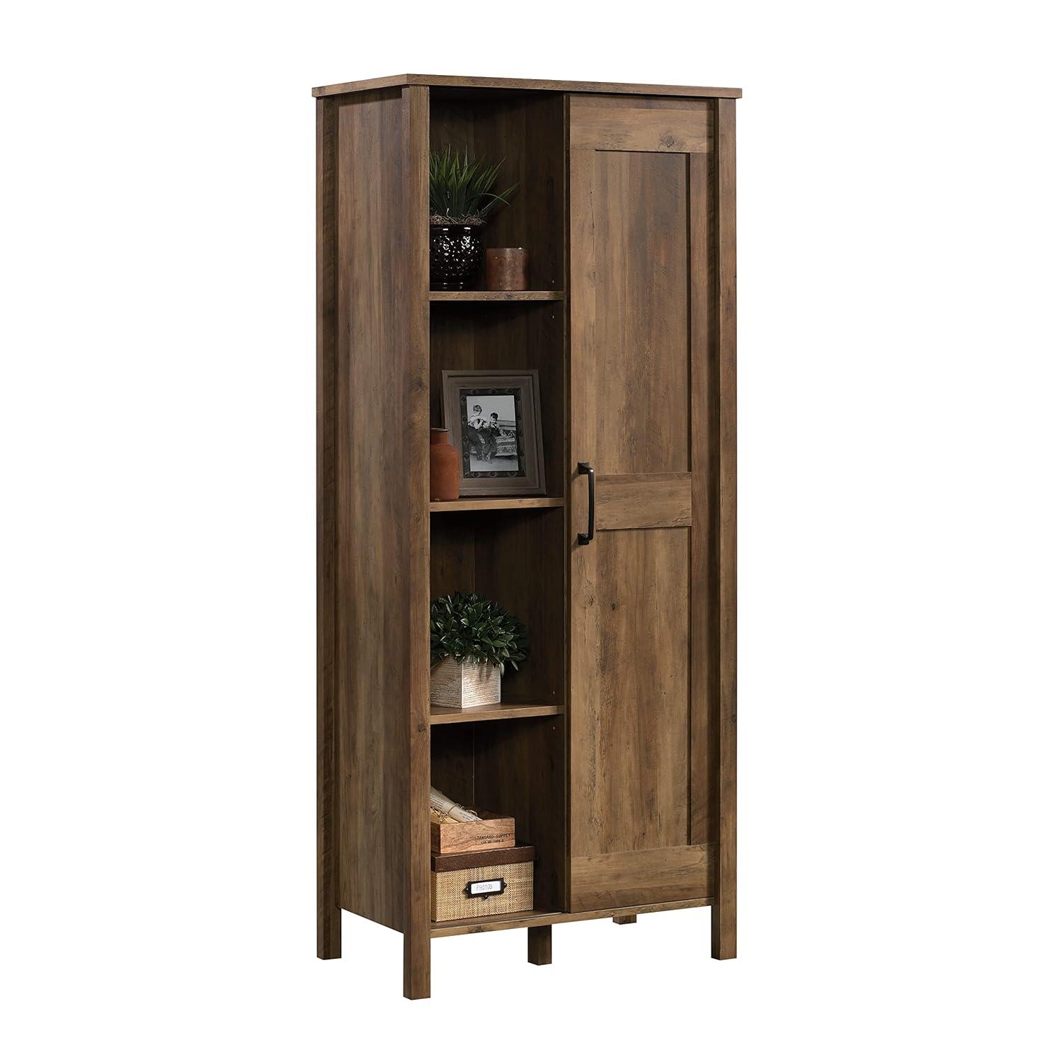 Storage Cabinet with Sliding Door Spring Maple - Sauder: Farmhouse Style, 8 Adjustable Shelves, MDF Construction