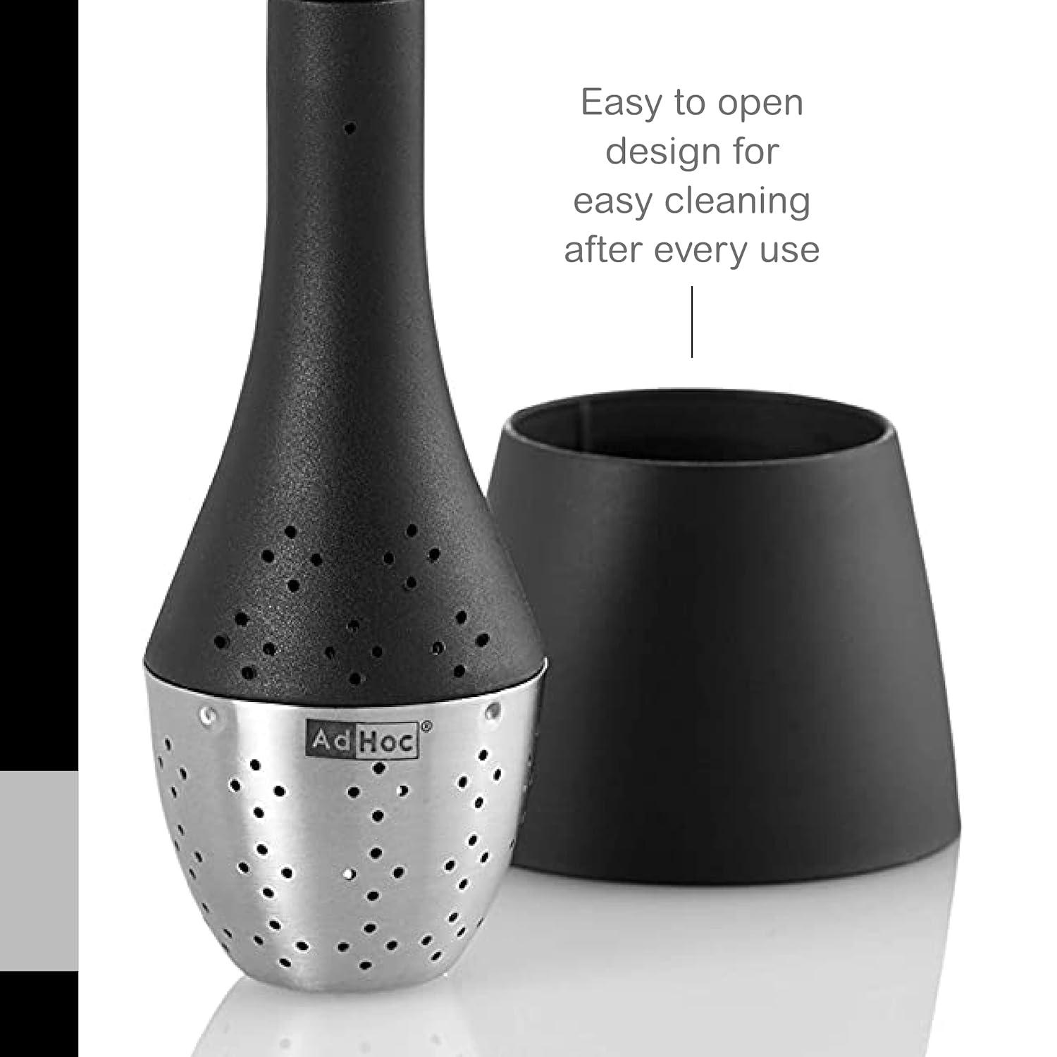 AdHoc Santea Floating Loose Leaf Tea Infuser withMagnetic Hourglass , Black/Silver Stainless Steel