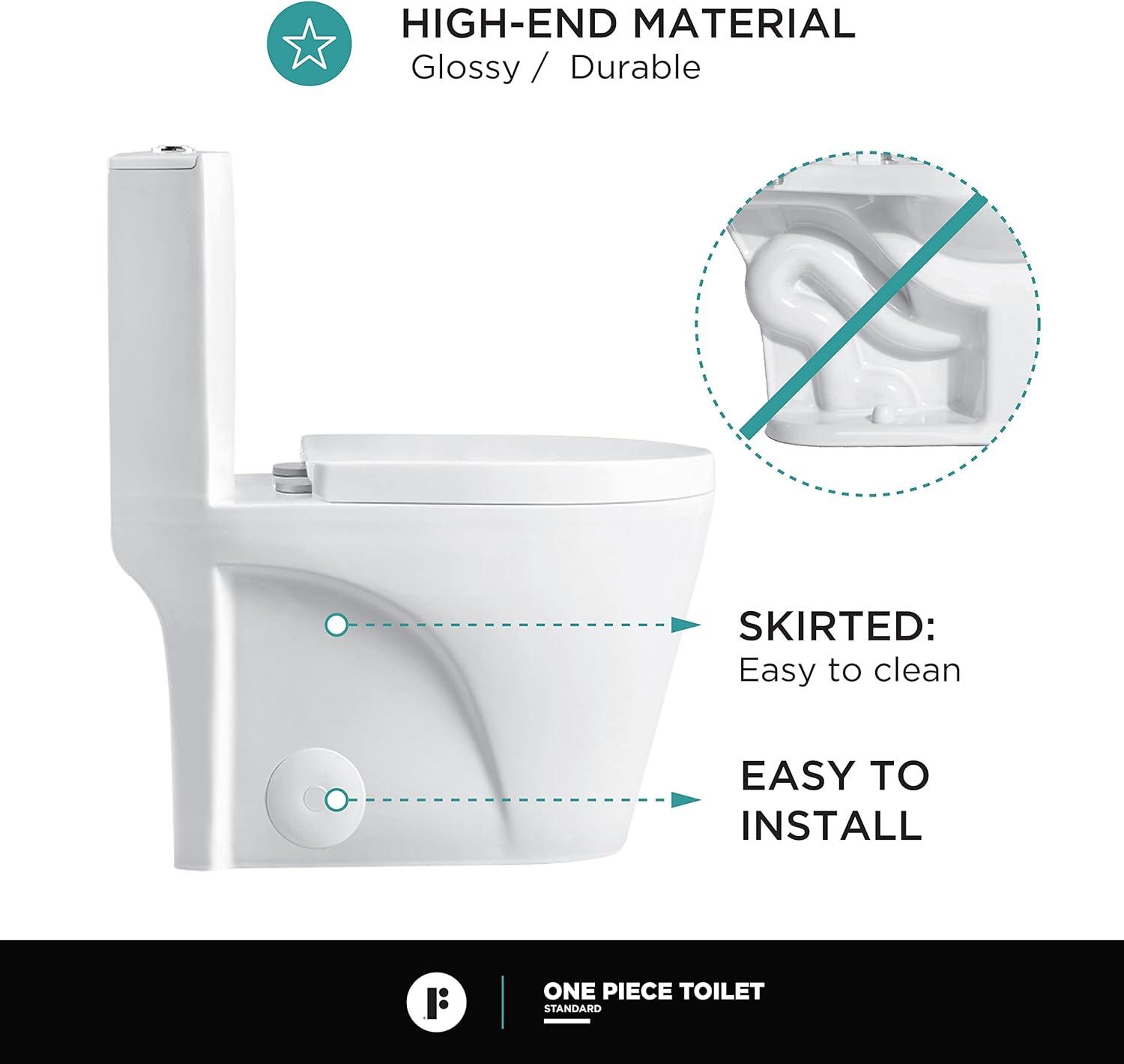 Dual-Flush Elongated One-Piece Toilet with High Efficiency Flush