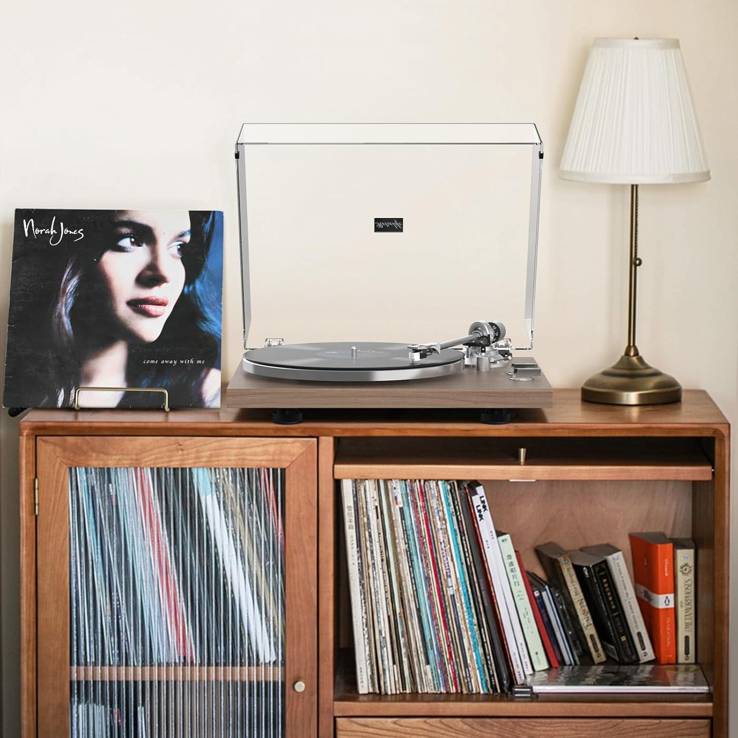 Turntables Record Player with Wireless Output Connectivity Vinyl Player Belt-Drive Support 33 45 RPM Speed Phono Line USB Digital to PC Recording with Advanced MM Cartridge ATN3600L Light Brown