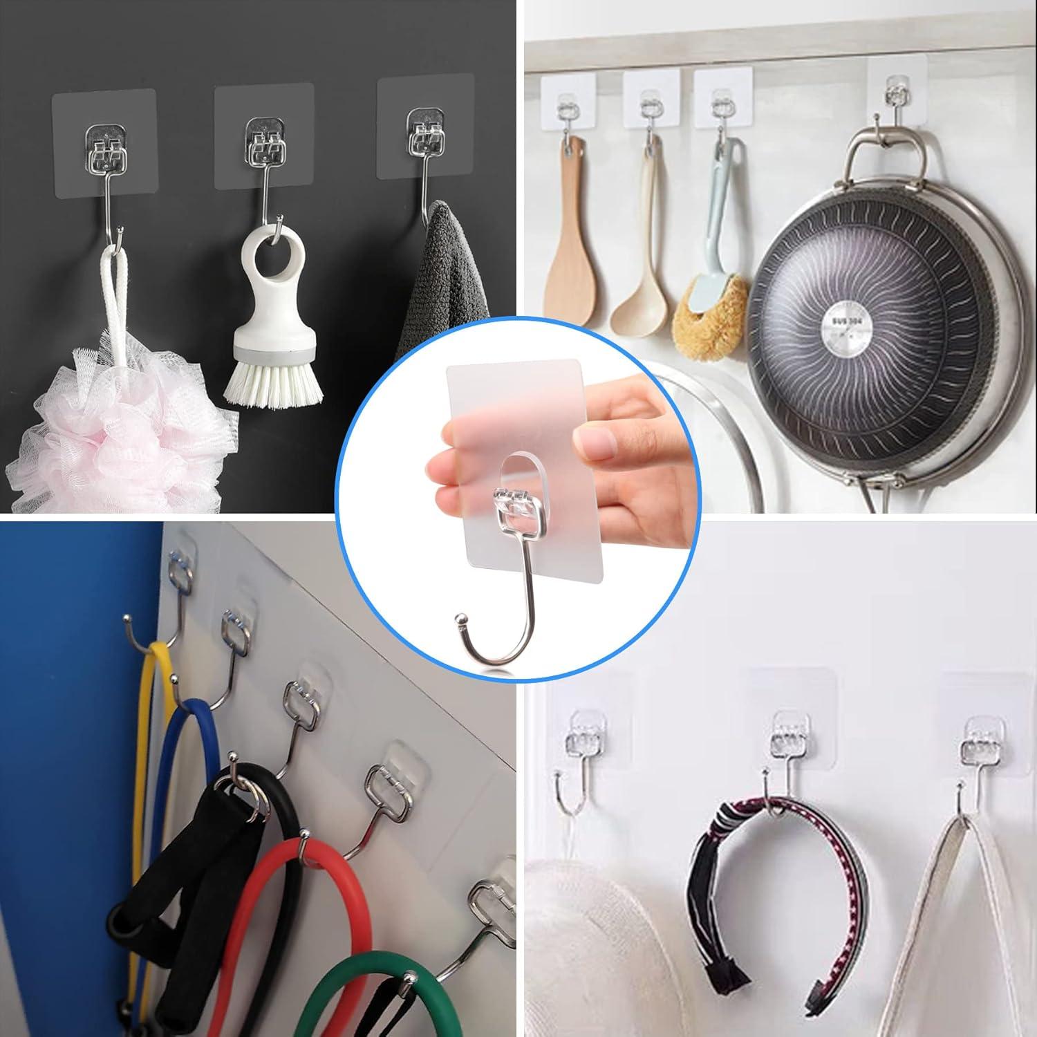 10-Pack Heavy Duty Adhesive Hooks, Holds up to 37 lbs, Waterproof Stick on Wall Hooks