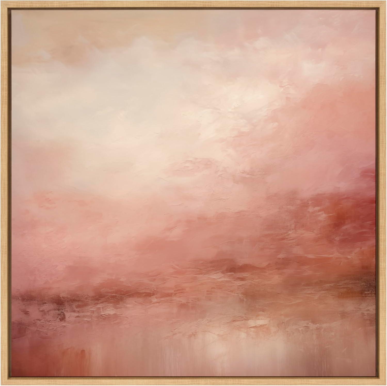 Kate & Laurel All Things Decor 30"x30" Tonal Abstract Pink Peach Framed Canvas by The Creative Bunch Studio Natural