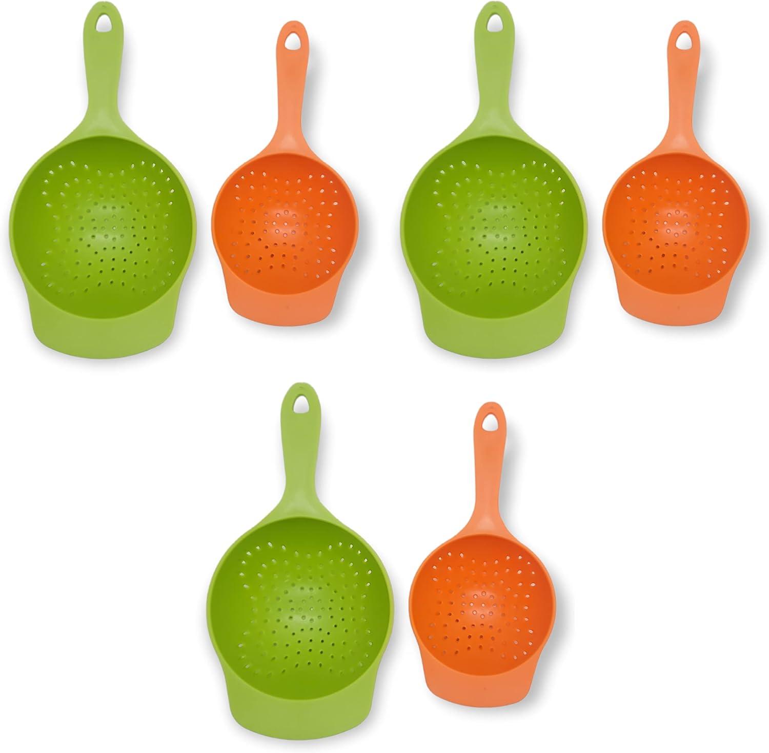 Green and Orange Plastic Nesting Mini Food Colander Set