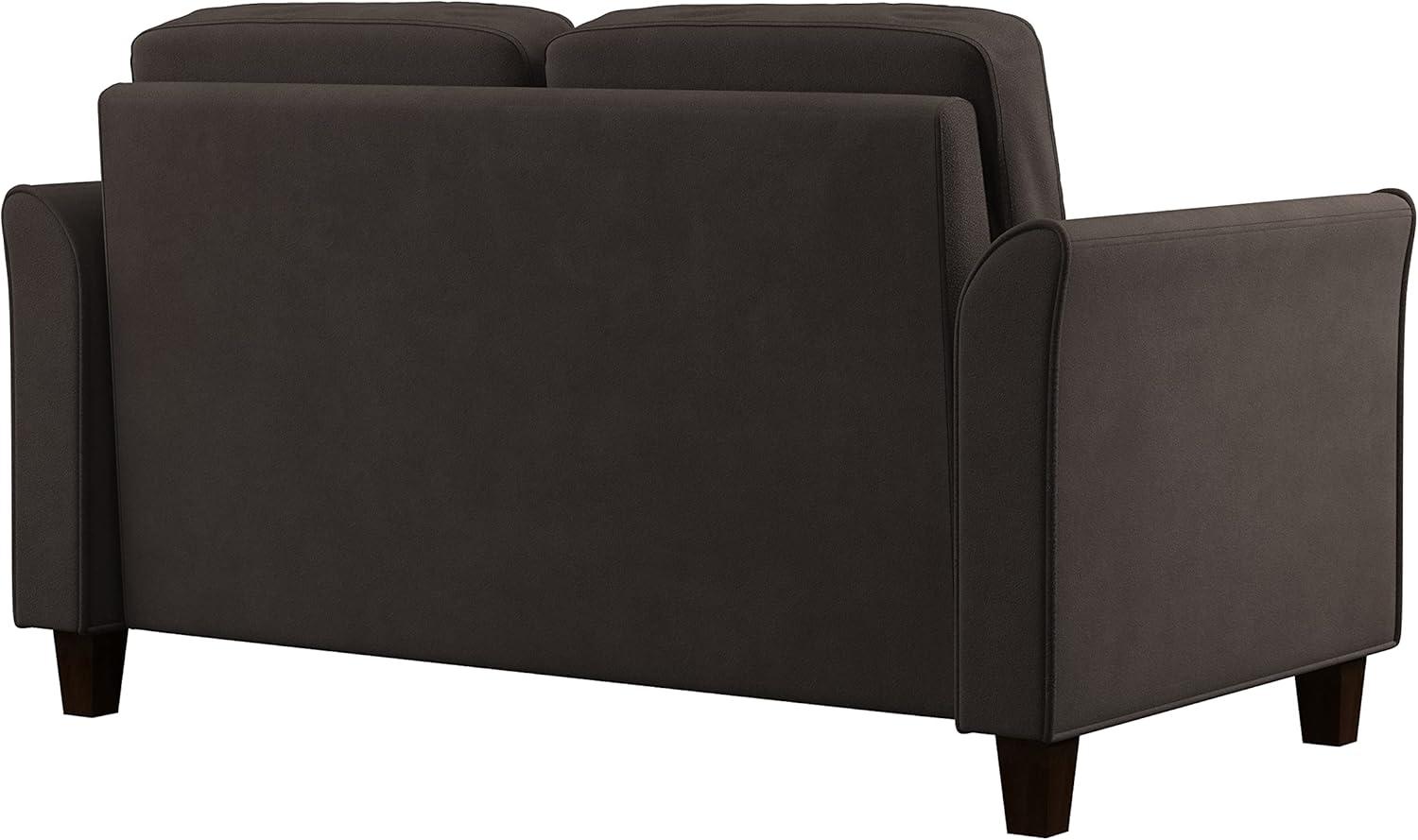 Wesley Coffee Microfiber Loveseat with Curved Arms